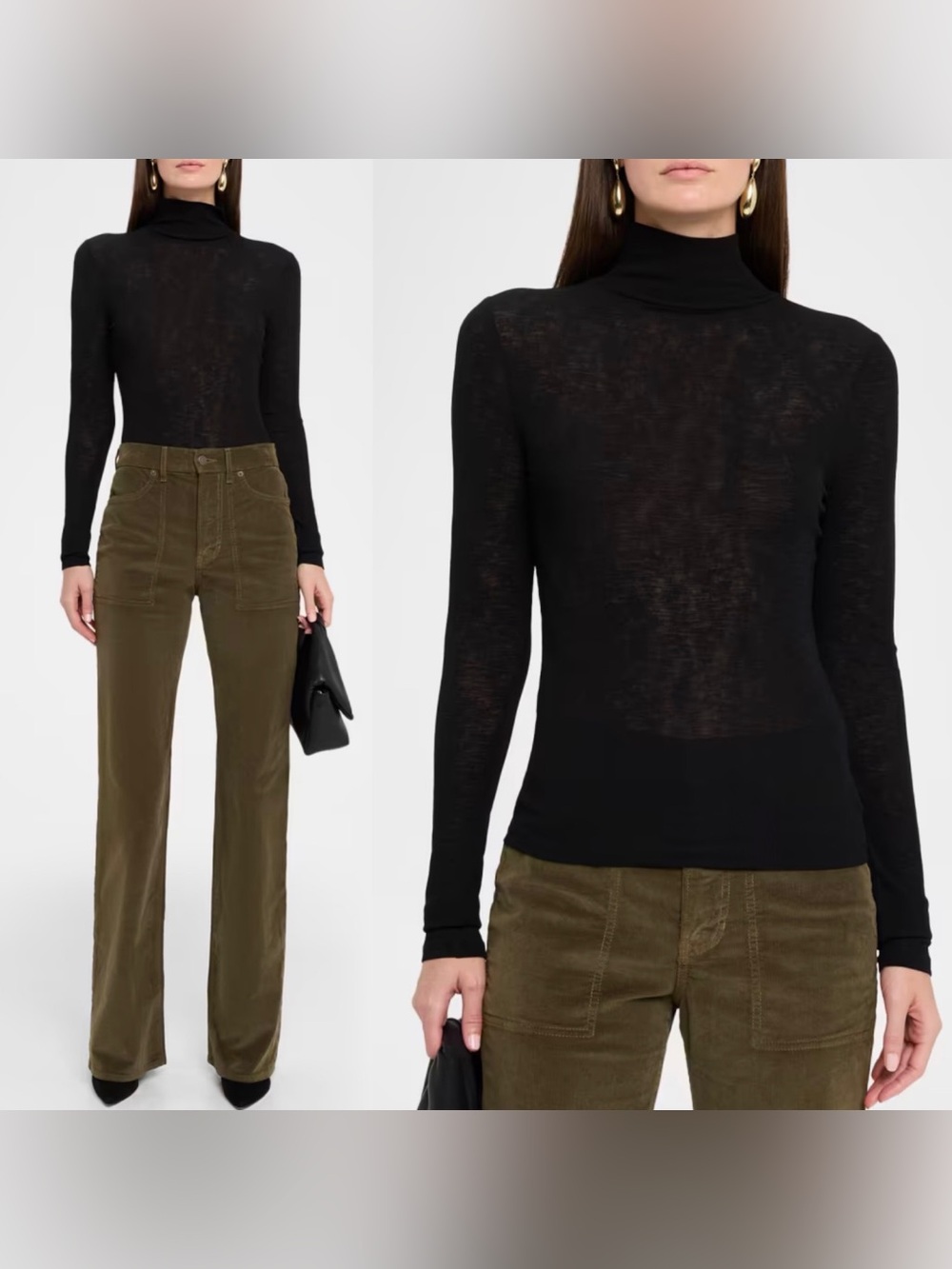 NWT Veronica Beard Wyeth Fitted Turtleneck in Black Size Medium